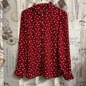 Banana Republic Red/White LS Blouse